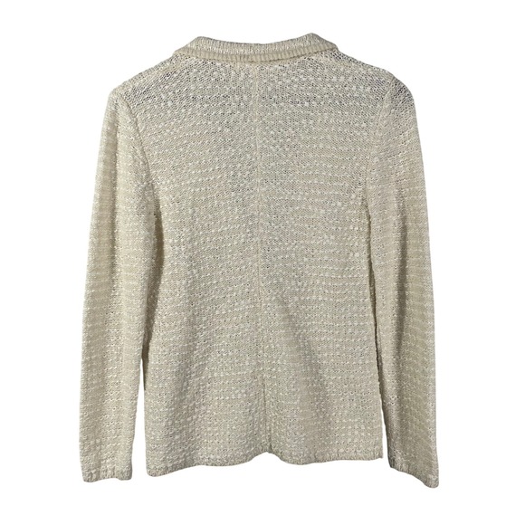 Amina Rubinacci Napoli Cream Textured Knit Cardigan Jacket Sweater 44 Made Italy - Picture 2 of 11